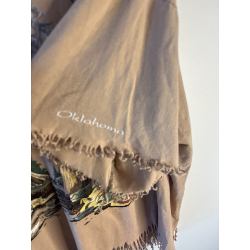Vtg Women 90's Oklahoma USA Native American Shirt Oversized L Fringe Western - Picture 9 of 10